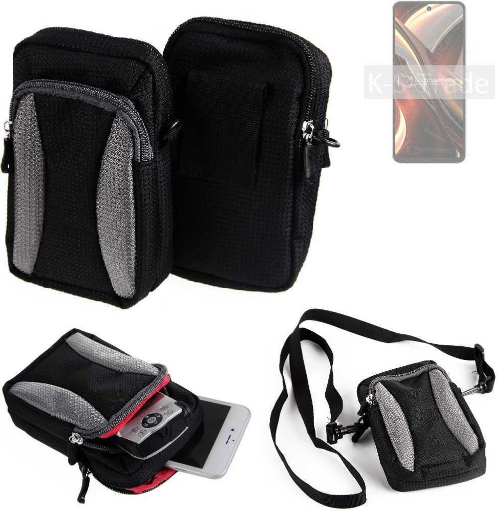 K-S-Trade Holster Schutz Hülle kompatibel mit UMIDIGI A13 Pro Max 5G Handy Hülle Gürteltasche Umhängetasche mit Zusatzfach schwarz