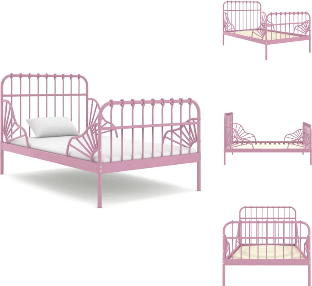 Lit Gigogne Enfant Évolutif Métal Rose - Solution Lit de 130 à 200cm