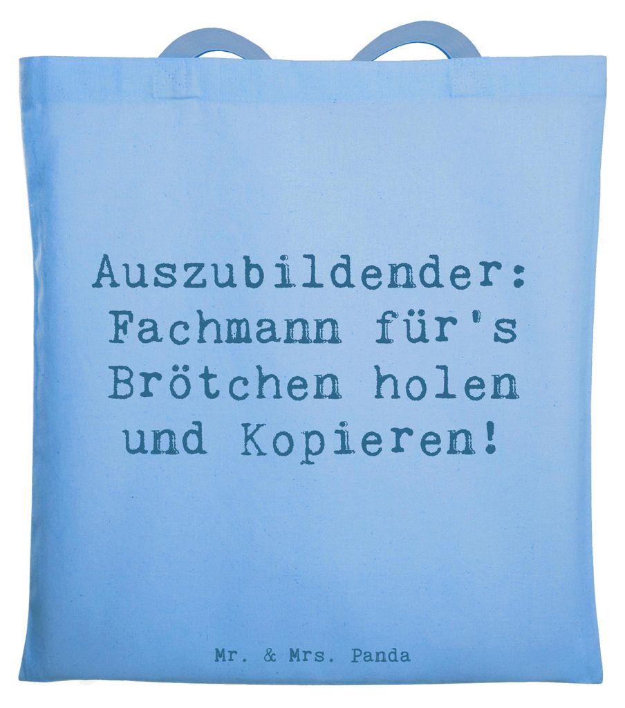Mr. & Mrs. Panda Shopping Tasche Spruch Auszubildender Profi - Sky Blue - Geschenk, kreative Geschenke, handgefertigt, Brötchen holen, Beruf, Büc...