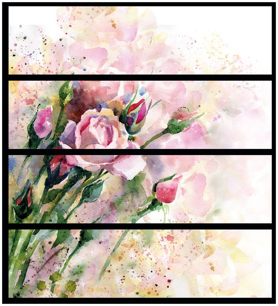 Wallario Möbelfolie / Aufkleber, geeignet für Ikea Malm Kommode mit 4 Schubfächern - Abstraktes Blumenbuket