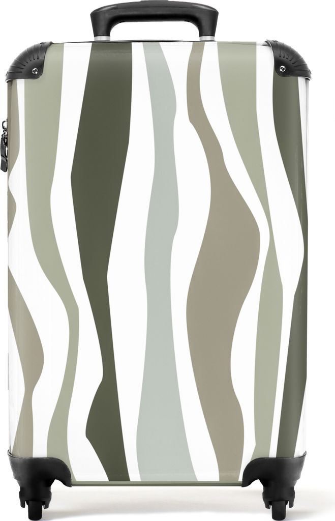 NoBoringSuitcases.com Koffer Handgepäck Trolley Rollkoffer Kleine Reisekoffer mit 4 Rollen - Studio 72 - Linien - Grün - Schattierungen - Cabin...