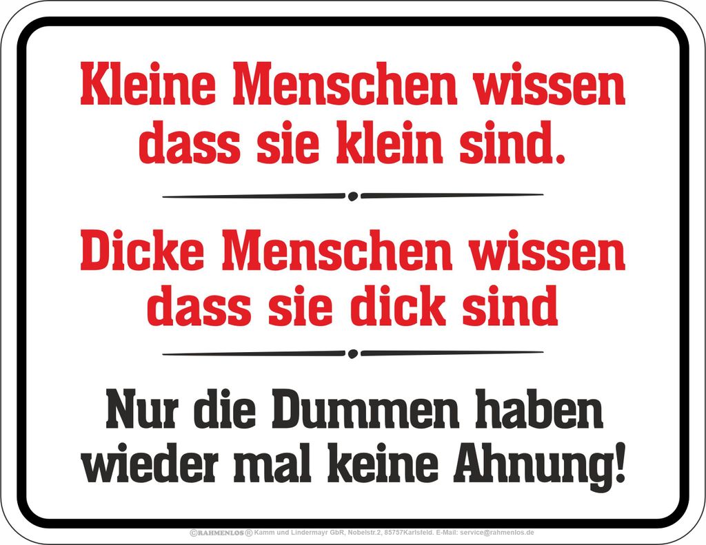Fun - keine Ahnung - hochwertig bedrucktes Blechschild - Größe 22x17 cm