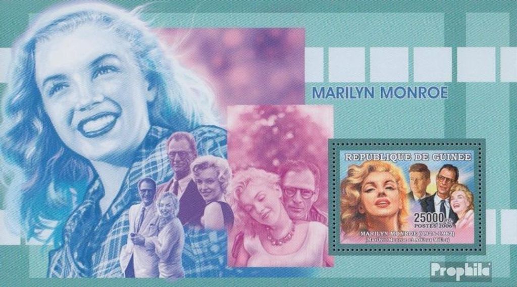 Briefmarken Guinea 2006 Mi Block 1008 (kompl. Ausgabe) postfrisch Marilyn Monroe- J.F. KENNEDY