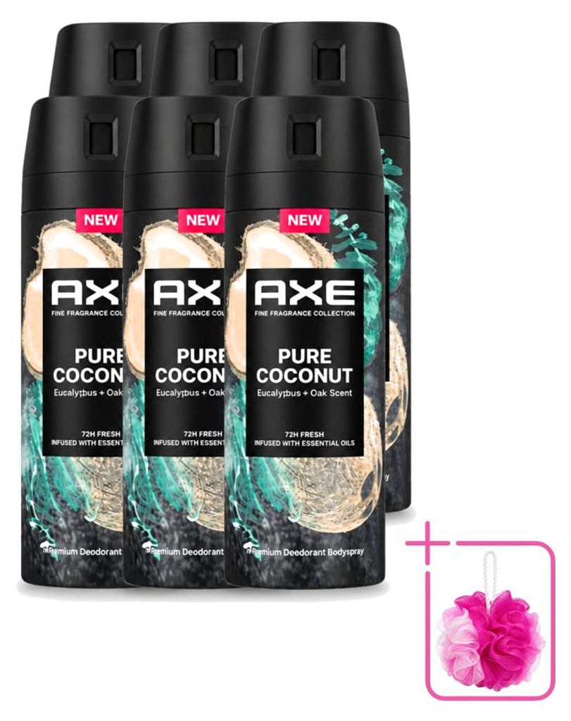 6 kusov deodorantu Axe Pure Coconut vo spreji, 150 ml - Obrázok produktu 