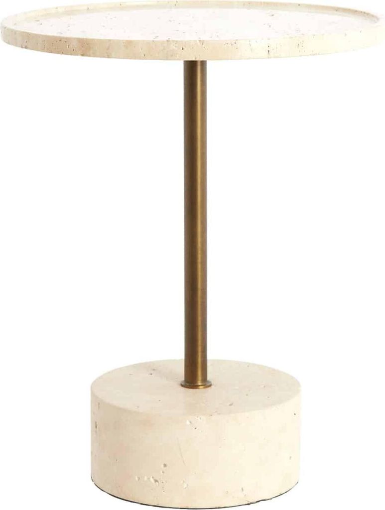 Light & Living Beistelltisch CIVITA aus Travertinstein Dunkelbronze – Ø41x53 cm