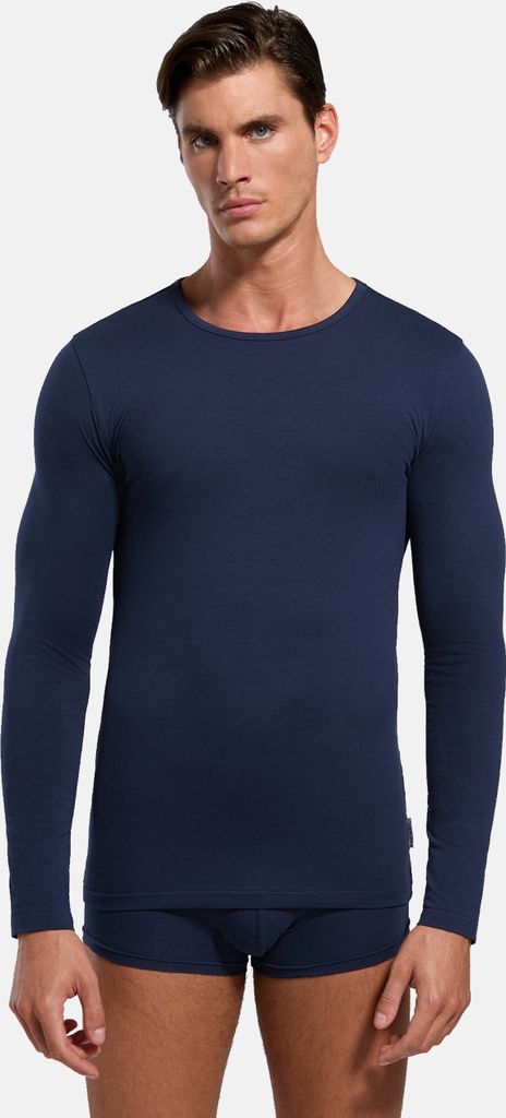 BIKKEMBERGS Herren-T-Shirt, langärmelig, Rundhalsausschnitt, Stretch-Baumwolle, Artikel BKK1UTL10SI, einzelnes T-Shirt, M - EU M - US S - FR 3, Co...