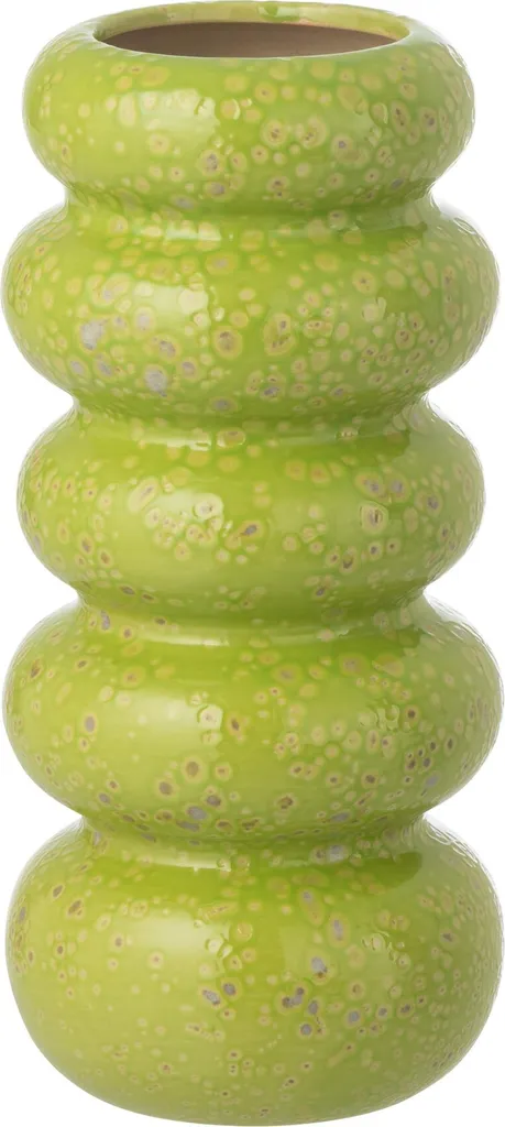 Vase Porcelaine Vert J-Line Anneaux pour Décorer Petits Espaces