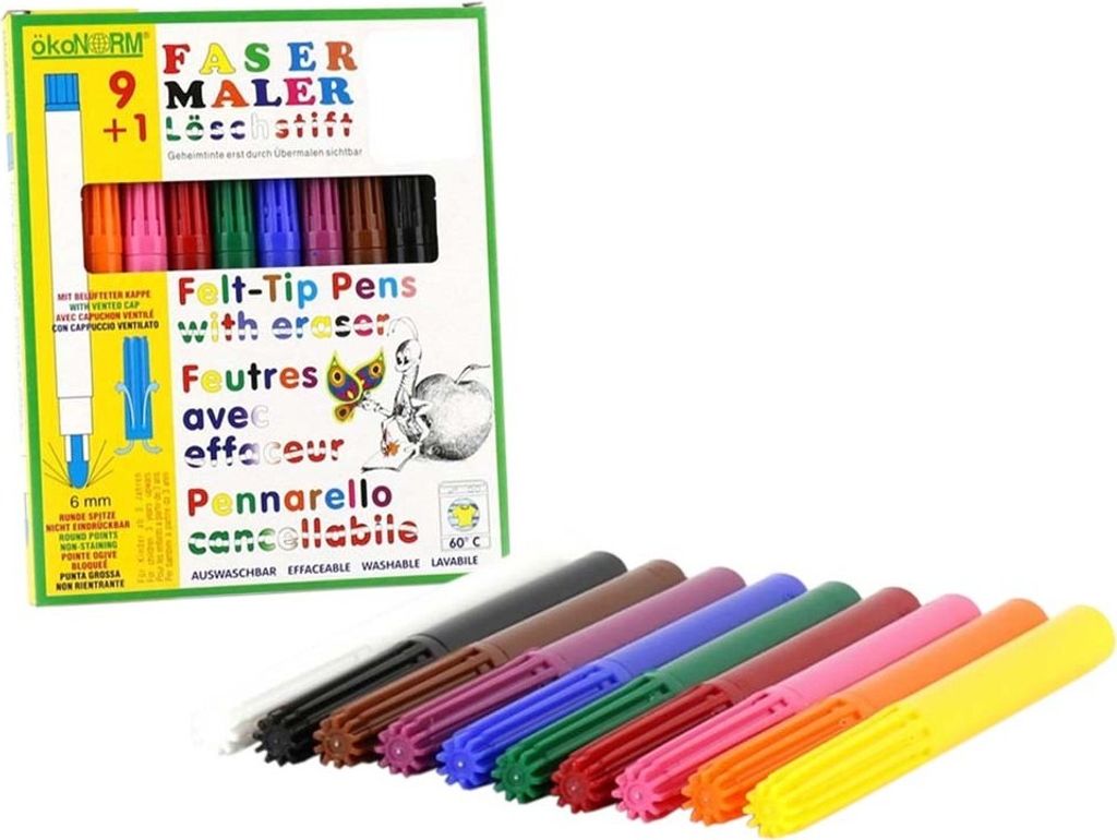 ökoNorm Fasermaler 9+1, inkl. Löschstift - 9 Farben Produktbild 
