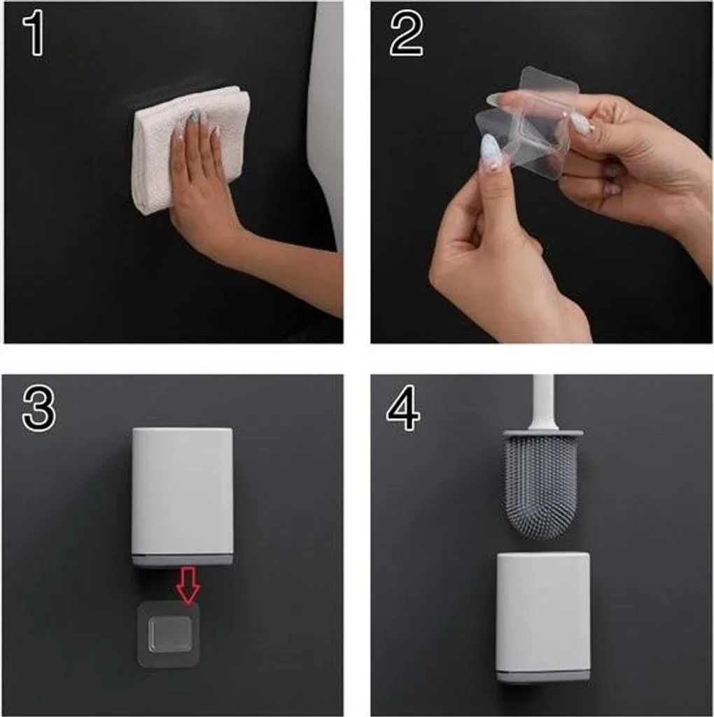 Brosse à toilettes en silicone noir murale : fini les odeurs et l'eau au sol - 6