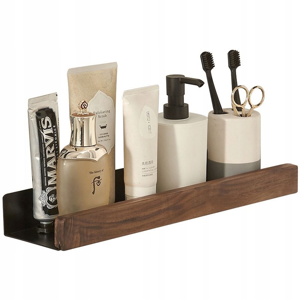 Badezimmer DUSCHREGAL Küche HOLZ Dunkel