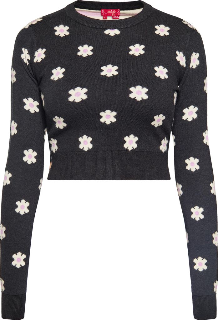 SWIRLY damen pullover - schwarz creme lila, S