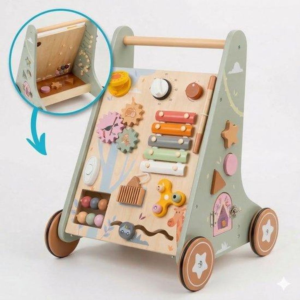 Laavir Houten Loopwagen met Activiteitenpaneel - Baby Productafbeelding 