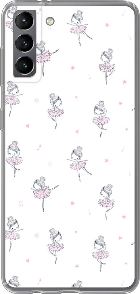 MuchoWow Handyhülle Schutzhülle Hülle für Telefoonhoesje Samsung Galaxy S21 Plus Mädchen - Ballett - Rosa - Muster - Mädchen - Kinder - Kin...