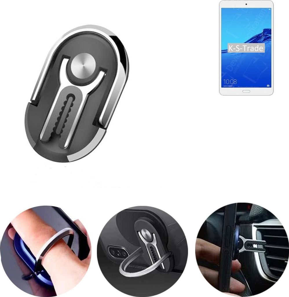 K-S-Trade 3in1 Smartphone-Ring Handy-Ring kompatibel mit Huawei Honor WaterPlay 8 Wi-Fi Fingerhalterung Handyring Tischständer