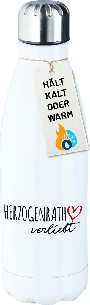 Huuraa Trinkflasche Herzogenrath verliebt 500ml White Edelstahl Wasserflasche Trinkflasche Geschenkidee
