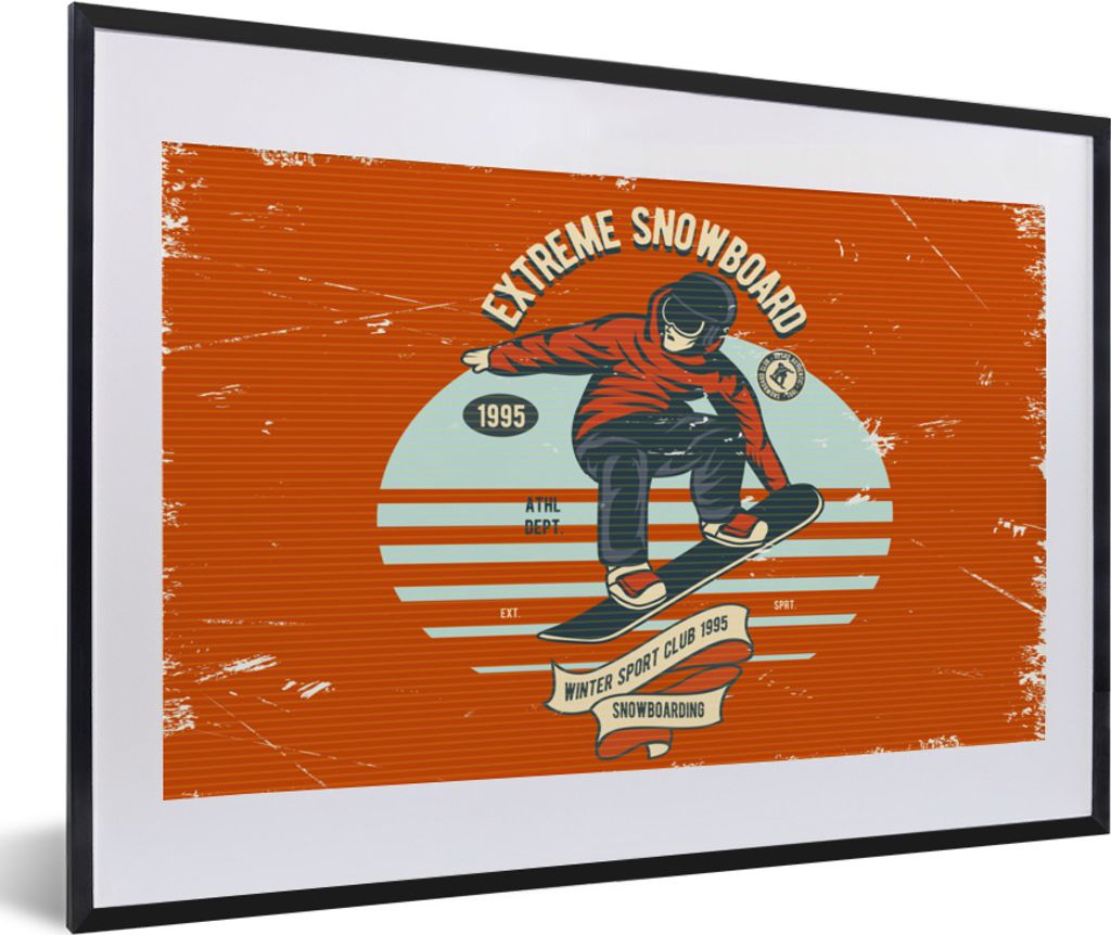 MuchoWow MuchoWow Gerahmtes Poster Snowboard - Mann - Zitat - Vintage 60x40 cm - Poster mit zchwarzem Bilderrahmen - Schlafzimmer - Plakat in R...