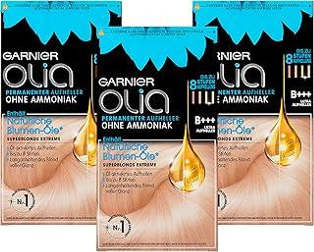 Garnier Olia Haar Aufheller, B+++ Ultra Aufheller, Haarfarbe ohne Ammoniak mit pflegenden, natürlichen Ölen, Vollständige Grauhaarabdeckung, bis...