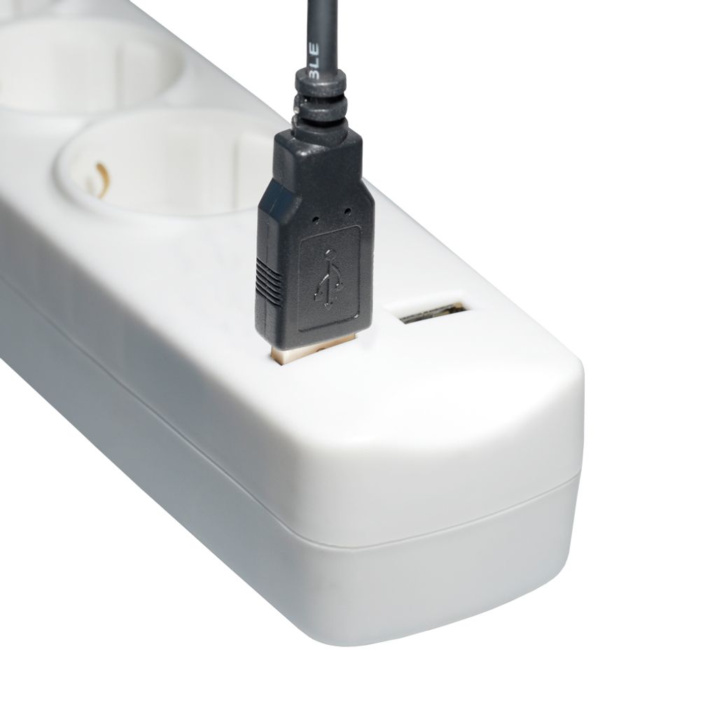 Steckdosenleiste mit 2x USB Mehrfachstecker 5 fach Schalter  Steckdosen Winkel 