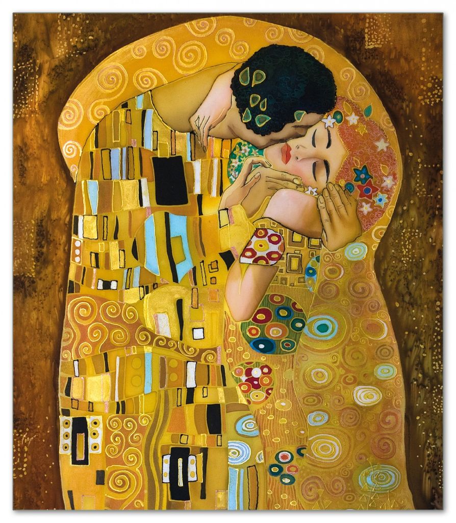 Wallario Herdabdeckplatte aus Glas, Größe 52 x 60 cm 1-teilig, Motiv Der Kuss von Klimt