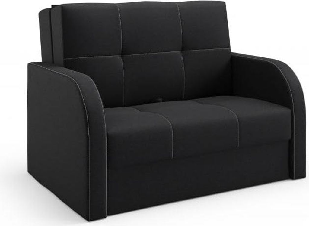 LIKMA Togo 2-Sitzer Sofa Schwarz mit Schlaffunktion 135 cm Moderne Schlafcouch mit Stauraum Komplett Montiert Stoff Inari