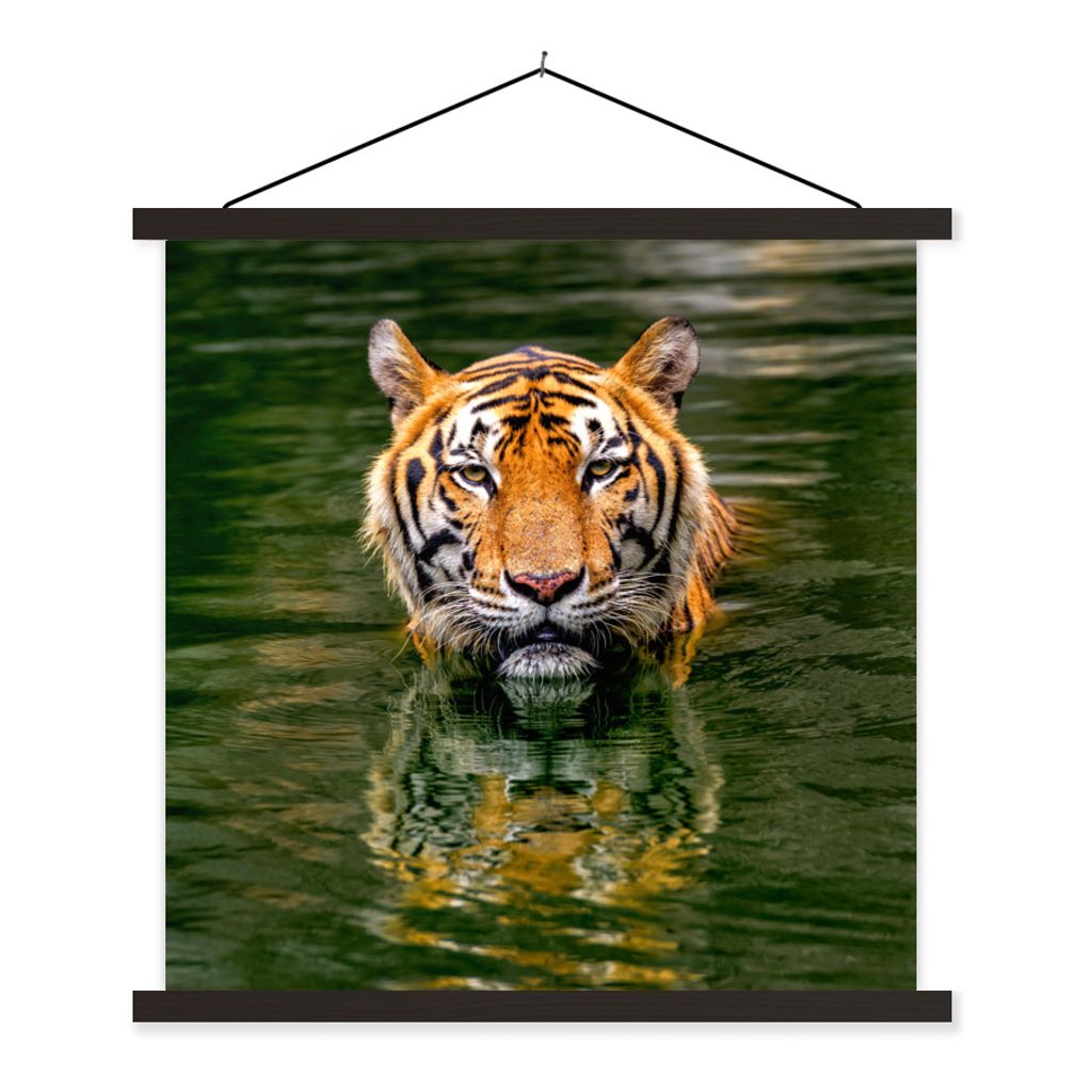 MuchoWow Textilposter Tiger im Wasser 40x40 cm mit schwarzem Rahmen - Fotos