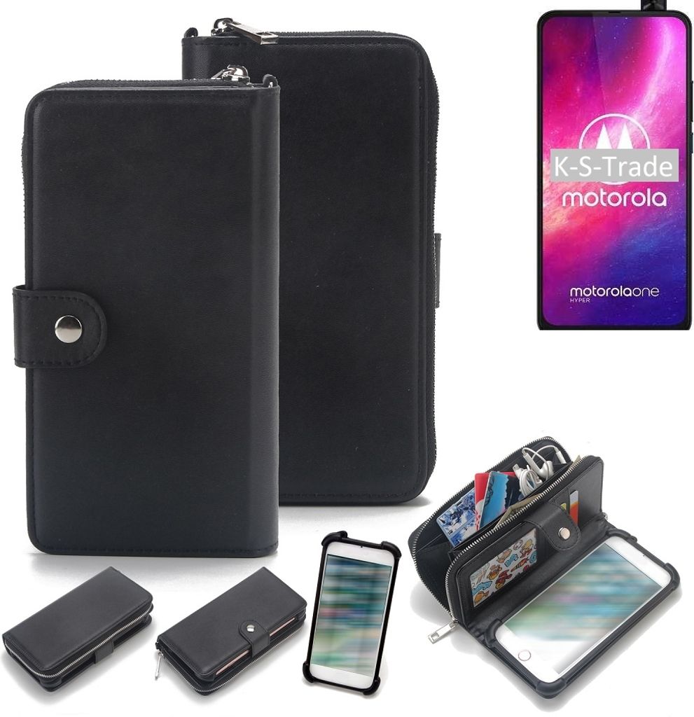 K-S-Trade 2in1 Handyhülle Schutzhülle kompatibel mit Motorola One Hyper & Portemonnee Cover Handy Hülle Case Etui Geldbörse Wallet Bookstyle