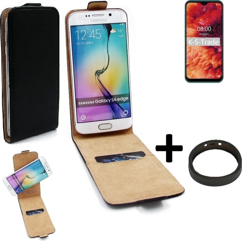 K-S-Trade TOP SET Handyhülle kompatibel mit Ulefone Note 8P 360° Flipstyle Schutzhülle Smartphone Tasche schwarz + TPU Bumper, Case Hülle Flip