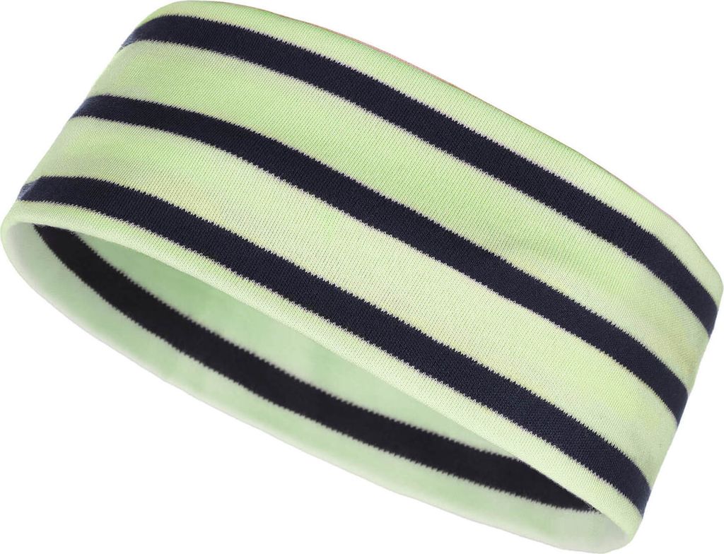 modAS Uni Stirnband Maritim für Kinder - Ohrwärmer zweilagig aus Baumwolle in Lindgrün-Blau Größe 1 - bis 48 cm Kopfumfang (Kleinkind)