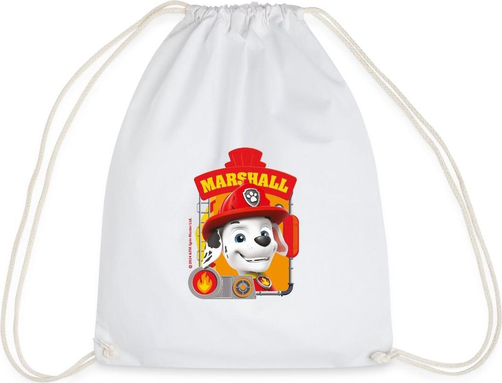 Spreadshirt Paw Patrol Marshall Charakterdesign Turnbeutel, One size, Weiß