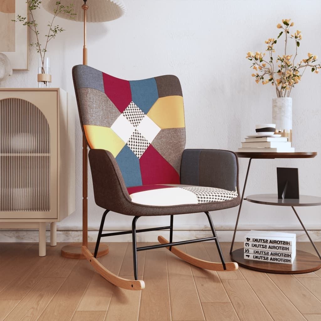 The Living Store Schaukelstuhl Patchwork Stoff