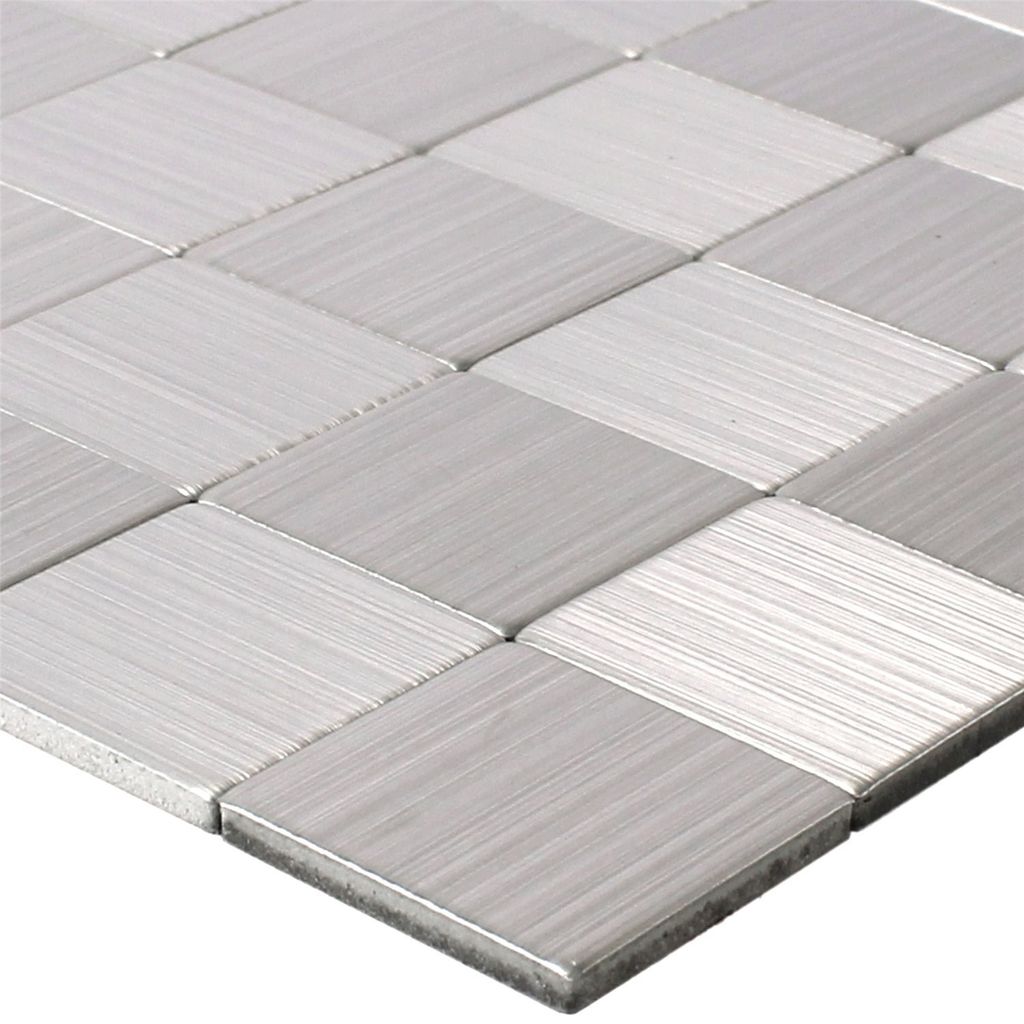 Mosaikfliesen Metall Selbstklebend Mikros Silber Quadrat 25
