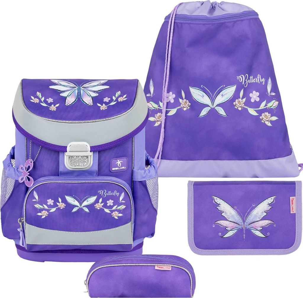 Belmil Mini-Fit ergonomisches Schulranzen-Set 4-teilig "Starlight Wings" mit Brustgurt