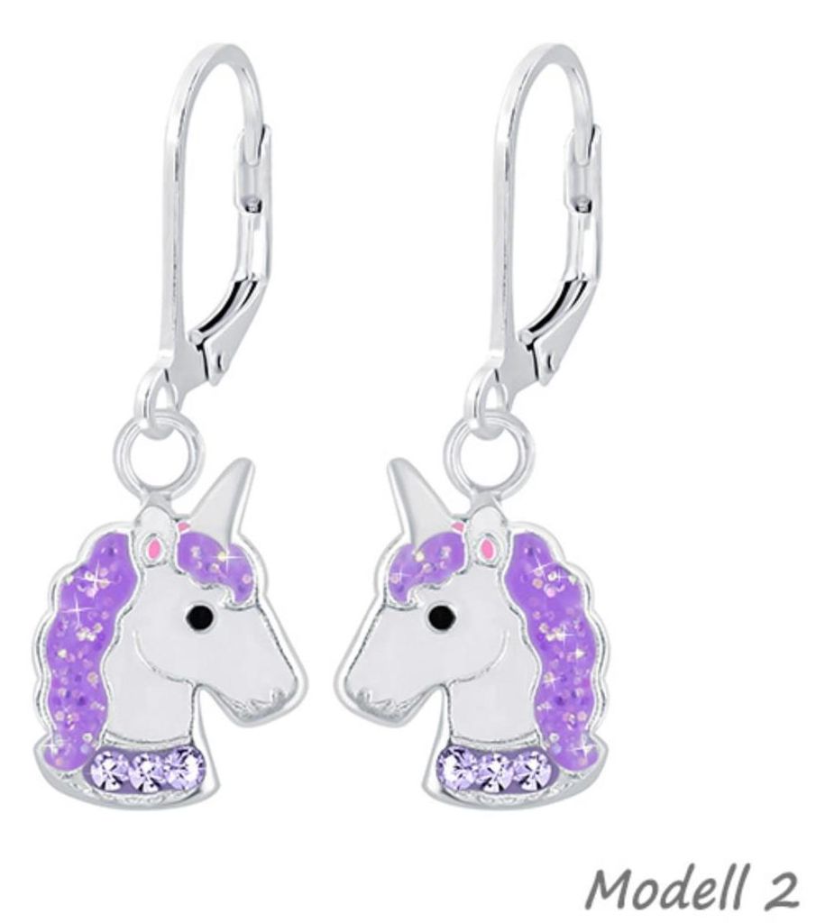 Kinderohrringe „Einhorn“: 925 Silber Ohrhänger für Mädchen Produktbild 