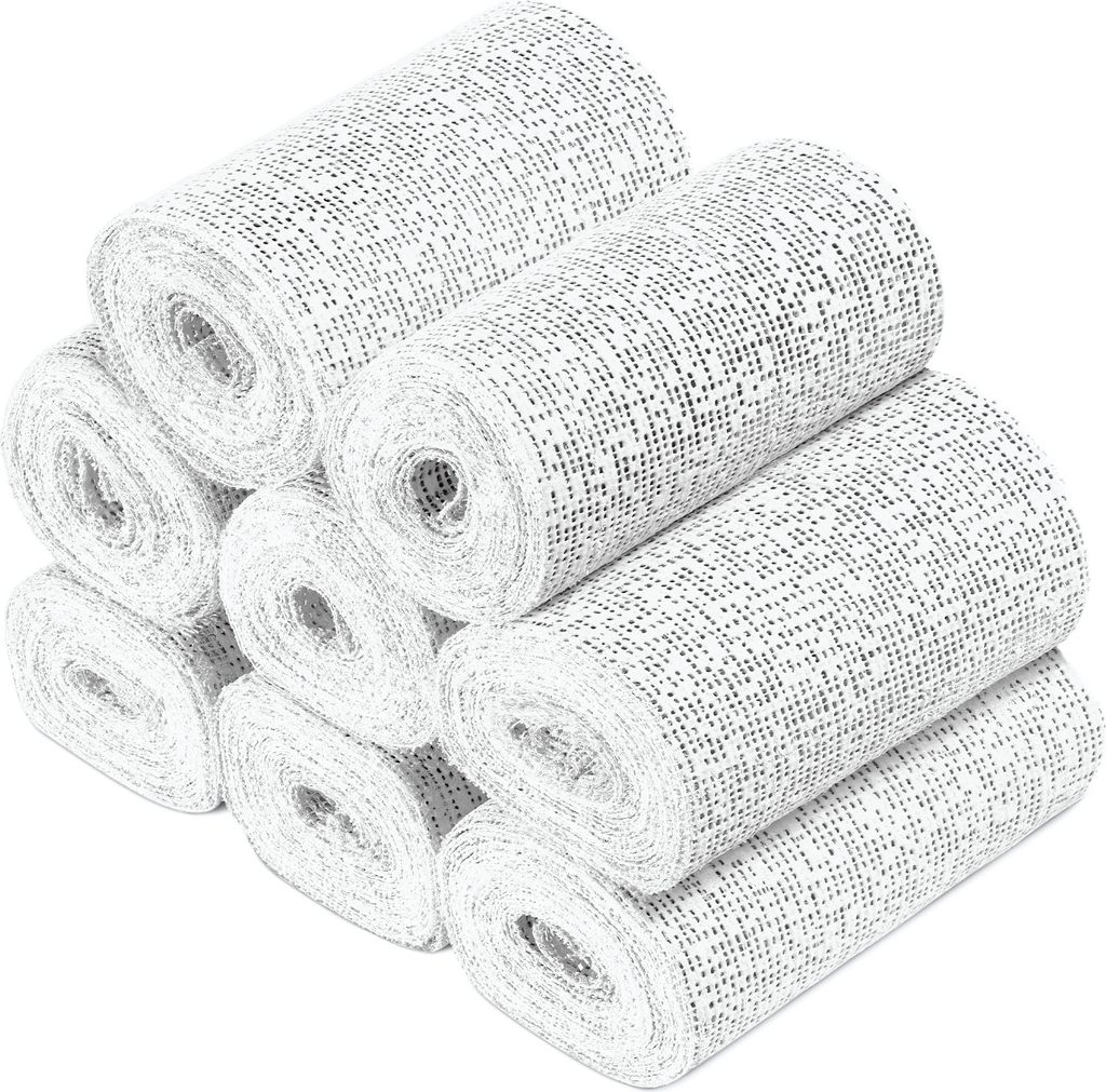A stack of white plaster casting bandages.
