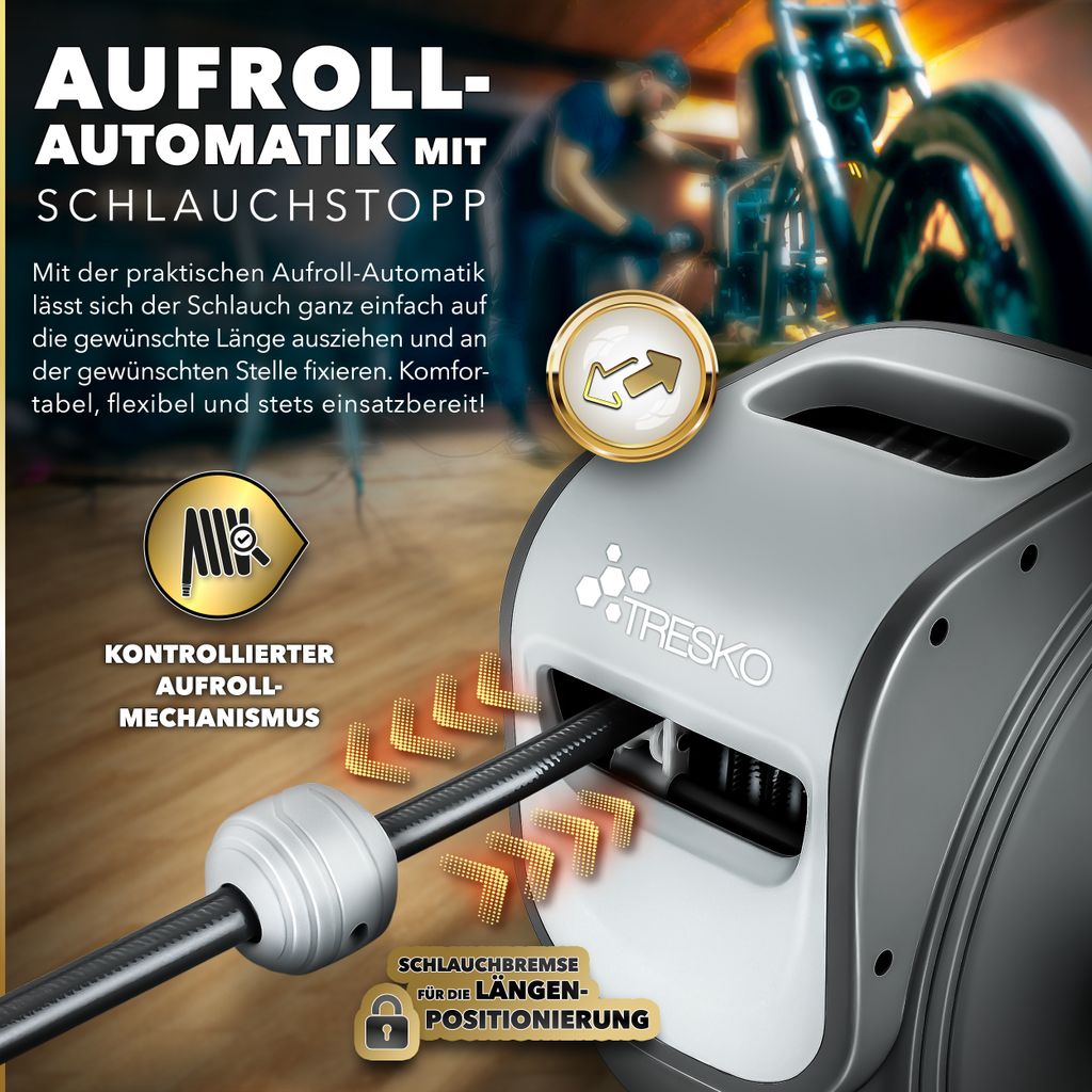 Druckluftschlauch 30m Aufroller Automatik Schlauchtrommel