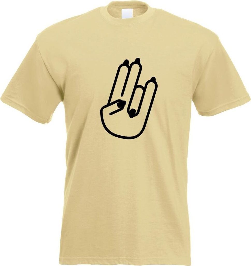 Kiwistar - T-Shirt - Khaki - The Shocker Hand Motiv2 Motiv Bedruckt Funshirt Design Print - mit Motiv Bedruckt - Funshirt Design - Sport - Freizeit...