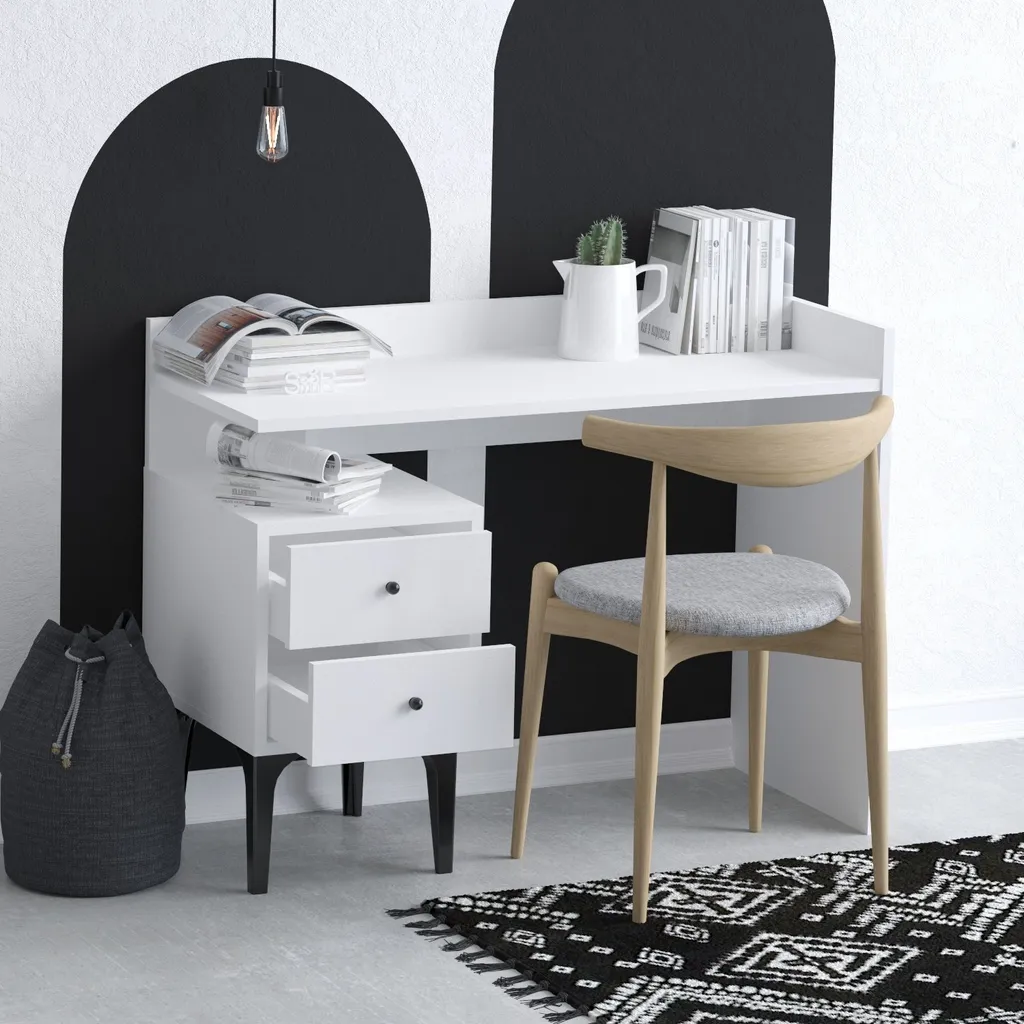 Bureau Compact Blanc Dow par Skye Decor - Finition Premium 100x80x45cm