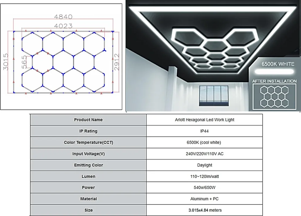 Kit éclairage garage LED 4.02 x 2.91 m pour studio detailing et expo