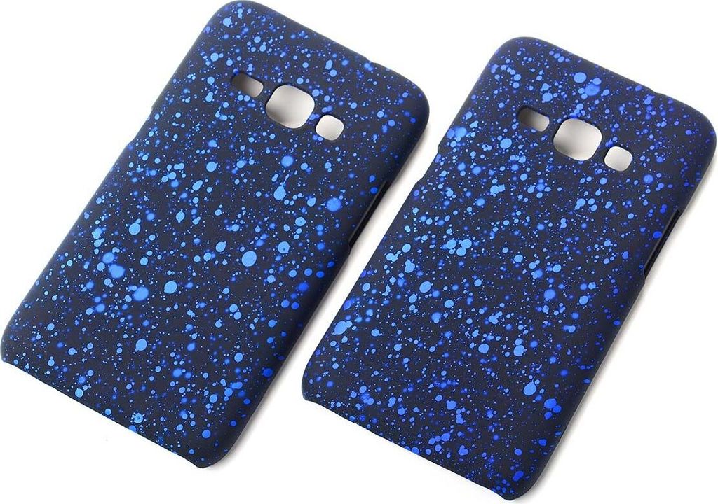 Handy Hülle Schutz Case Bumper Schale für Samsung Galaxy J1 2016 3D Sterne Blau