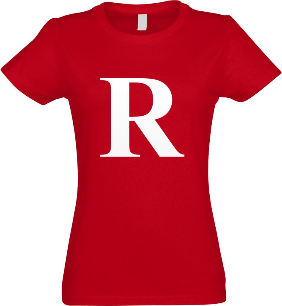 Kiwistar - T-Shirt tailliert - Damen - rot - Buchstabe R - Alphabet - mit Motiv Bedruckt - Funshirt Design - Sport - Freizeit - Damen - L