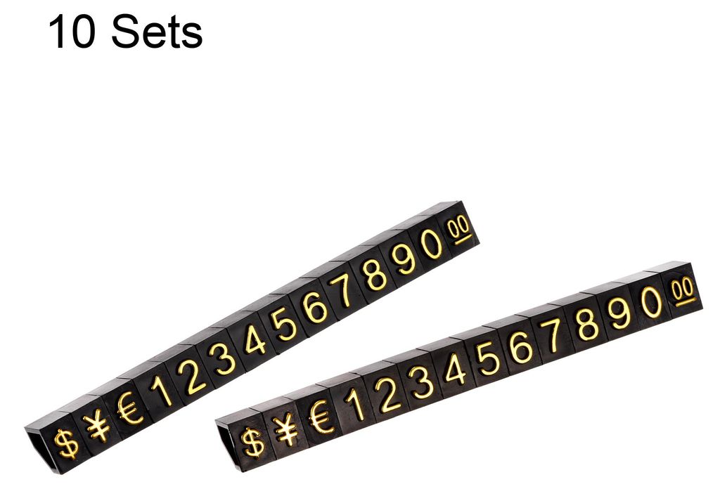 10 Satz Verstellbar Abnehmbar Mini Wš¹rfel Preisschild Display Nummer Buchstabe Preisschild St?nder Kit fš¹r Ladentheke Goldton Schwarz 6.3x9mm