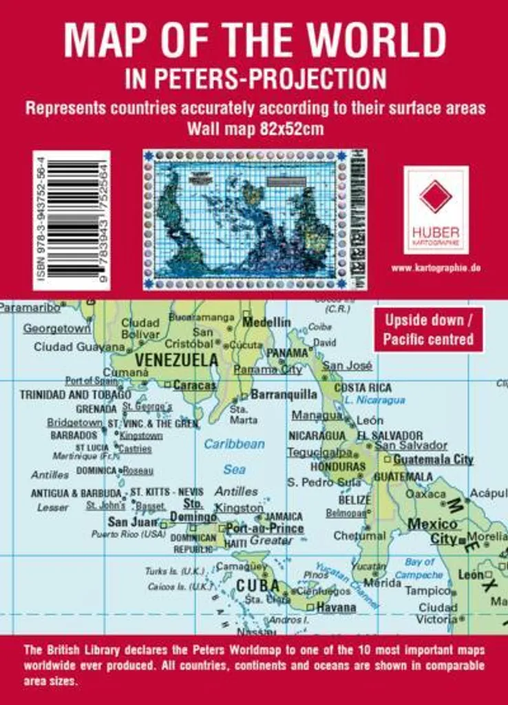 Carte du monde Peters inversée : corrigez vos perceptions à 82,5 cm
