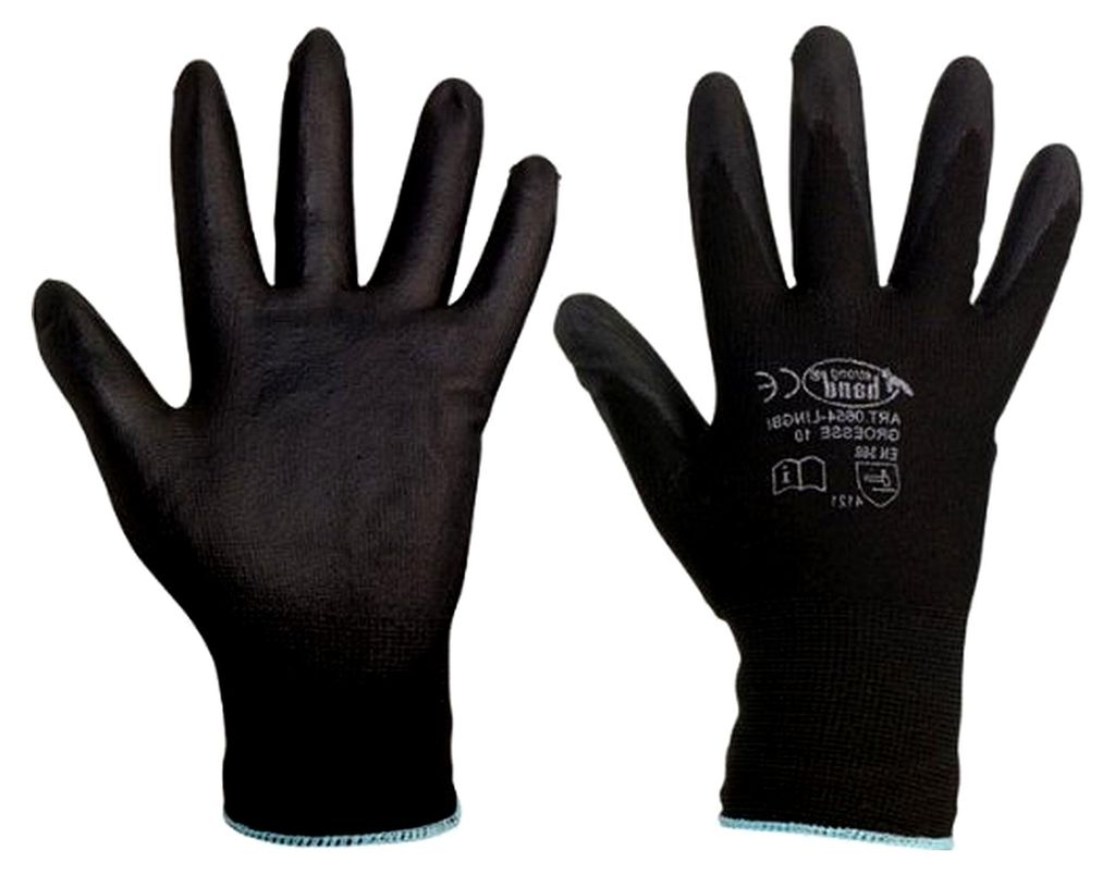12 Paar - Polyurethanbeschichtet schwarz Grösse 6-11 (XS)