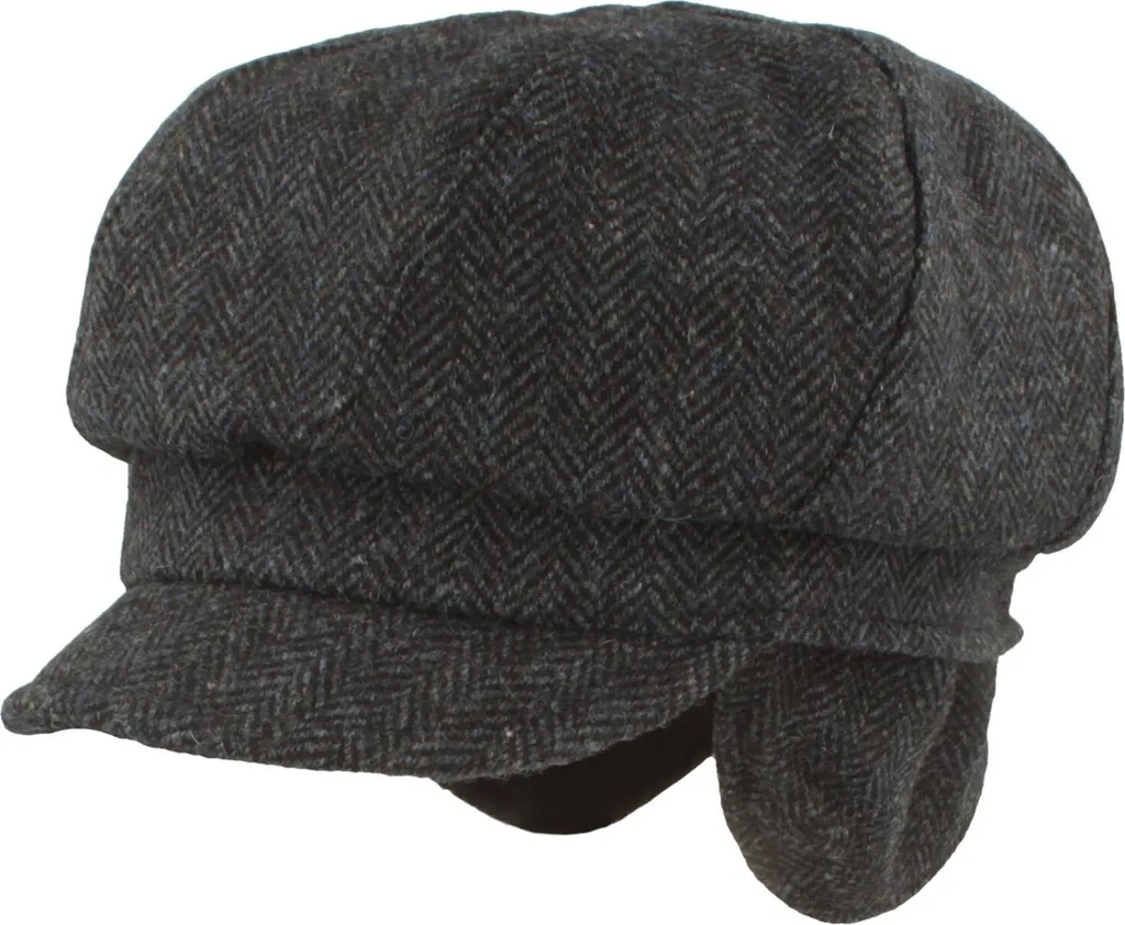 Casquette bonnet ballon en laine Hut-Breiter avec chevrons gris