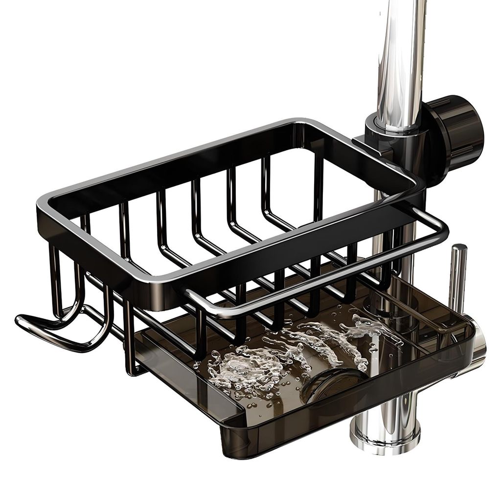 Ablage für Küchenarmaturen, Schwammhalter, Waschbecken-Organizer, Hängender Geschirrtuchhalter mit abnehmbarer Tropfschale, Abtropfgestell für ...