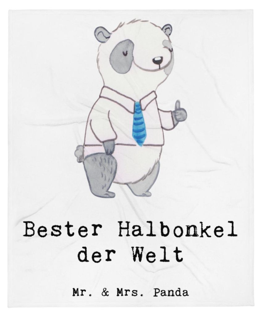 Mr. & Mrs. Panda Tagesdecke Panda Bester Halbonkel der Welt - Weiß - Geschenk, Decke, Kleinigkeit, Familie, Geschenkidee, Schlafdecke, Sofaüberwu...