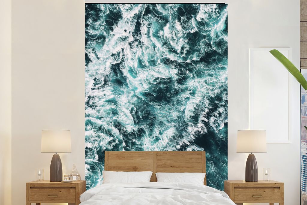 MuchoWow Fototapete für Wohnzimmer oder Schlafzimmer Wandtapete Vinyl Motivtapete Meer - Blau - Natur - Wasser - 225x350 cm - Schlafzimmer tapete