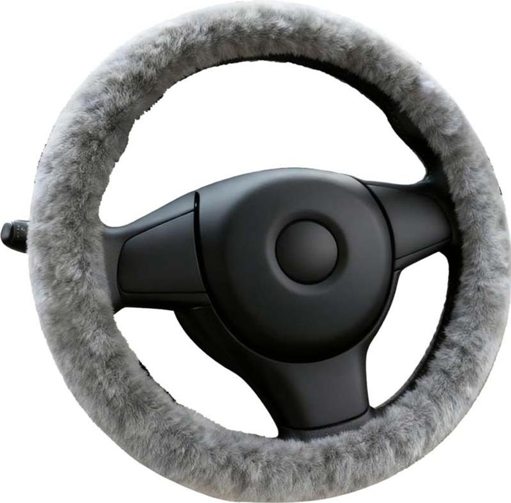 Lenkradbezug, 37-39cm Auto Lenkradbezug Winter Lenkradwärmer, Anti Rutsch Universal Auto Lenkradhülle für Herbst und Wintersaison (Grau)