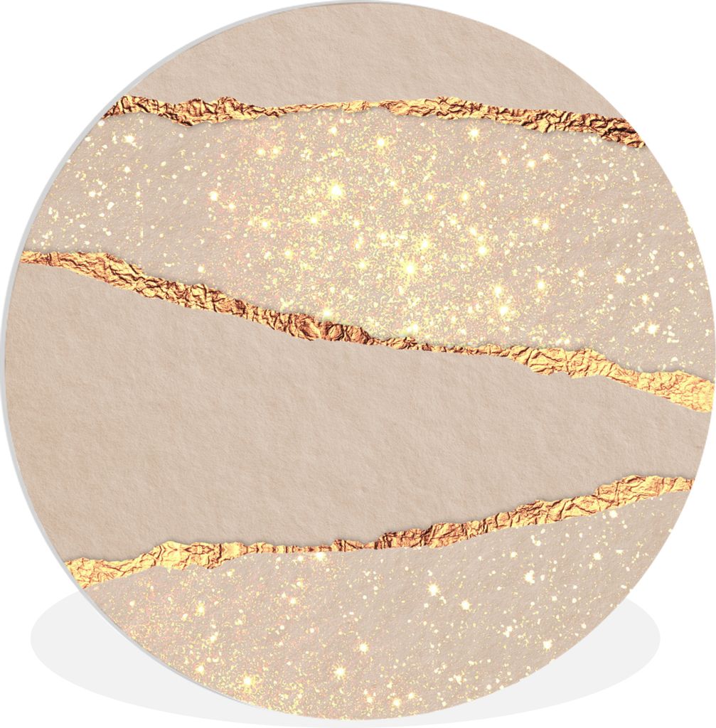 MuchoWow Rundes Wandbild - Runde Bilder Luxus - Gold - Glitzer - Design - Abstrakt Ø 30 cm Kreis Wanddekoration Kunststoff - Wandkreis - Wandsch...