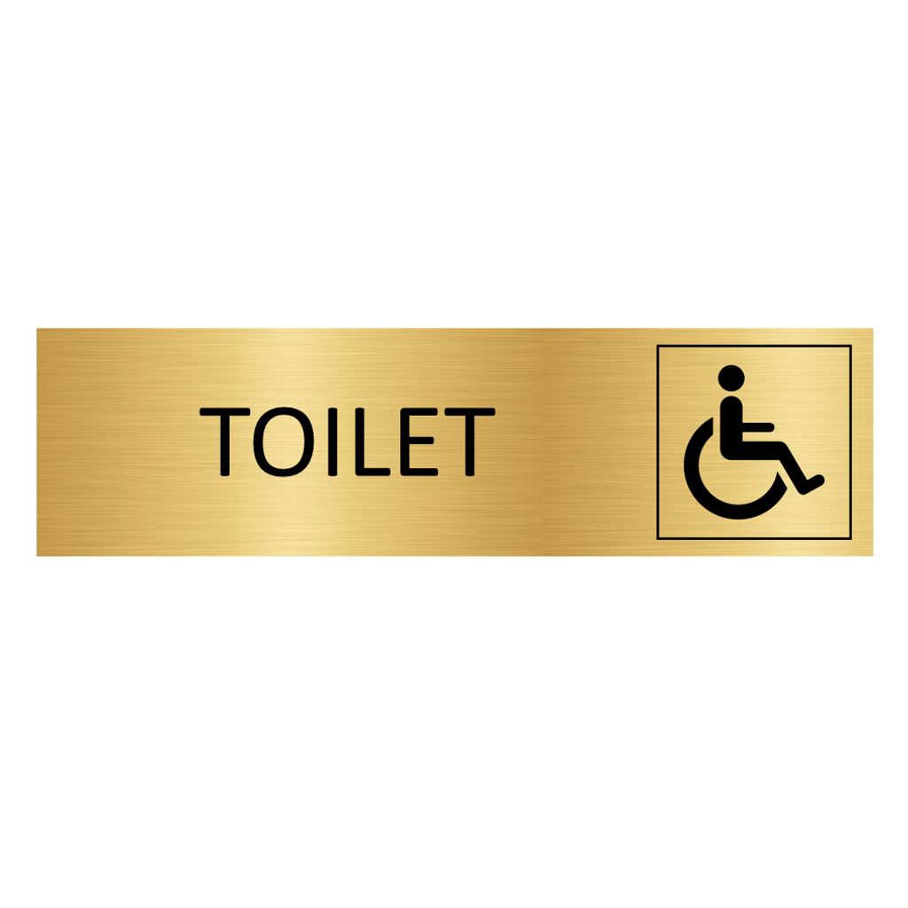 CombiCraft Aluminium Türschild Gold Toilet Barrierefrei 165x45mm mit 3M-Tape